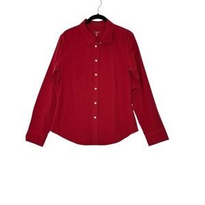 Talbots‎ Haberdashery Petites Womens Blouse Shirt 12P Wrinkle Resistant Red NEW